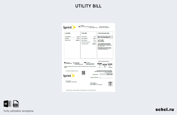цифровая загрузка шаблона версии счета за коммунальные услуги США Sprint 1